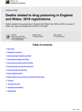 Deaths related to drug poisoning in England and Wales: 2019 registrations